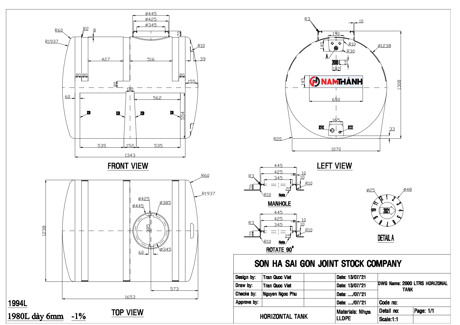 ban ve bon nuoc nhua nam thanh 2000l ngang